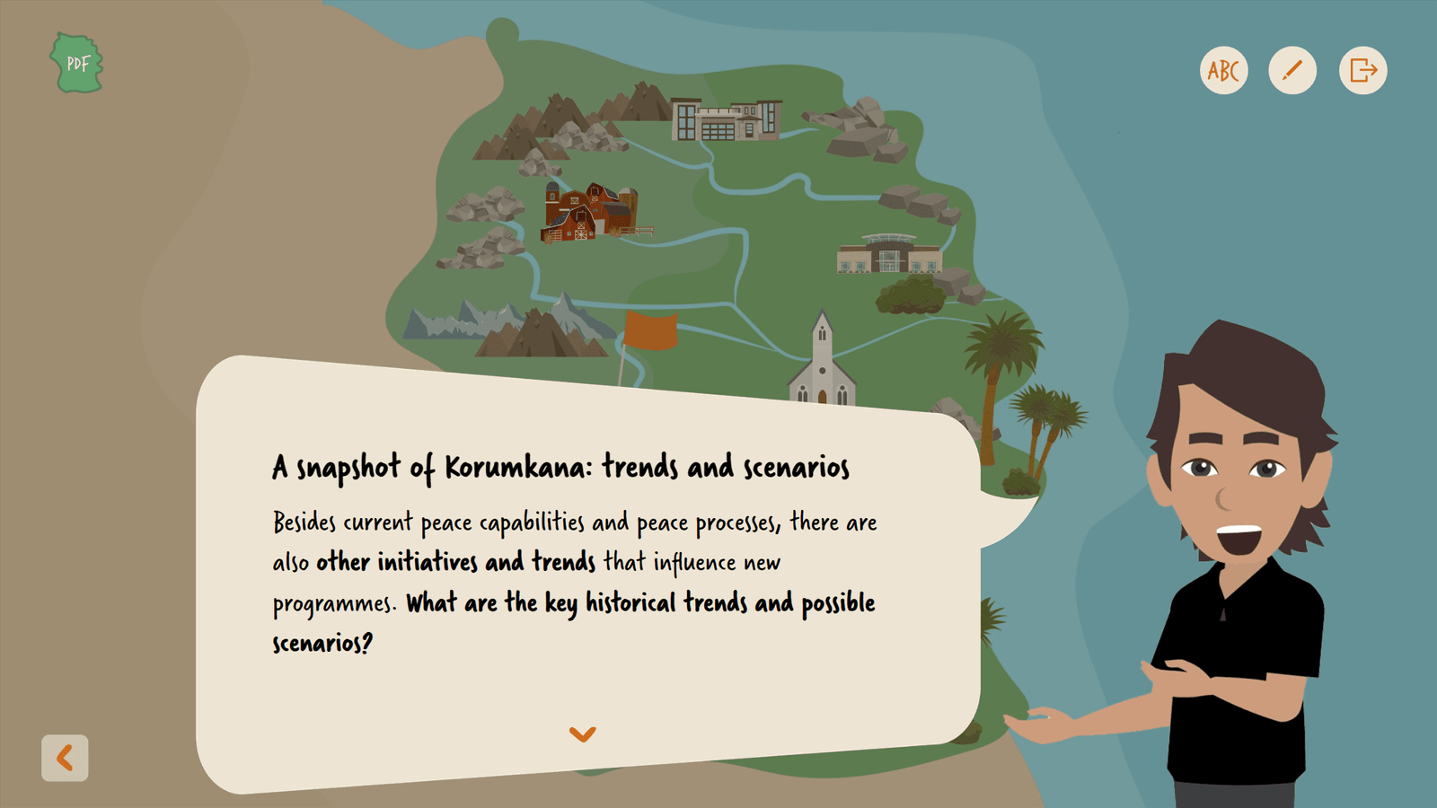 gamification element in de elearning module voor interpeace, gemaakt door elearning training
