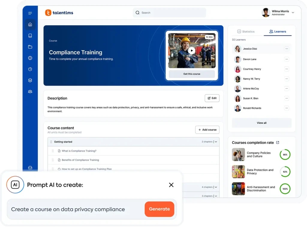 Weergave van TalentLMS